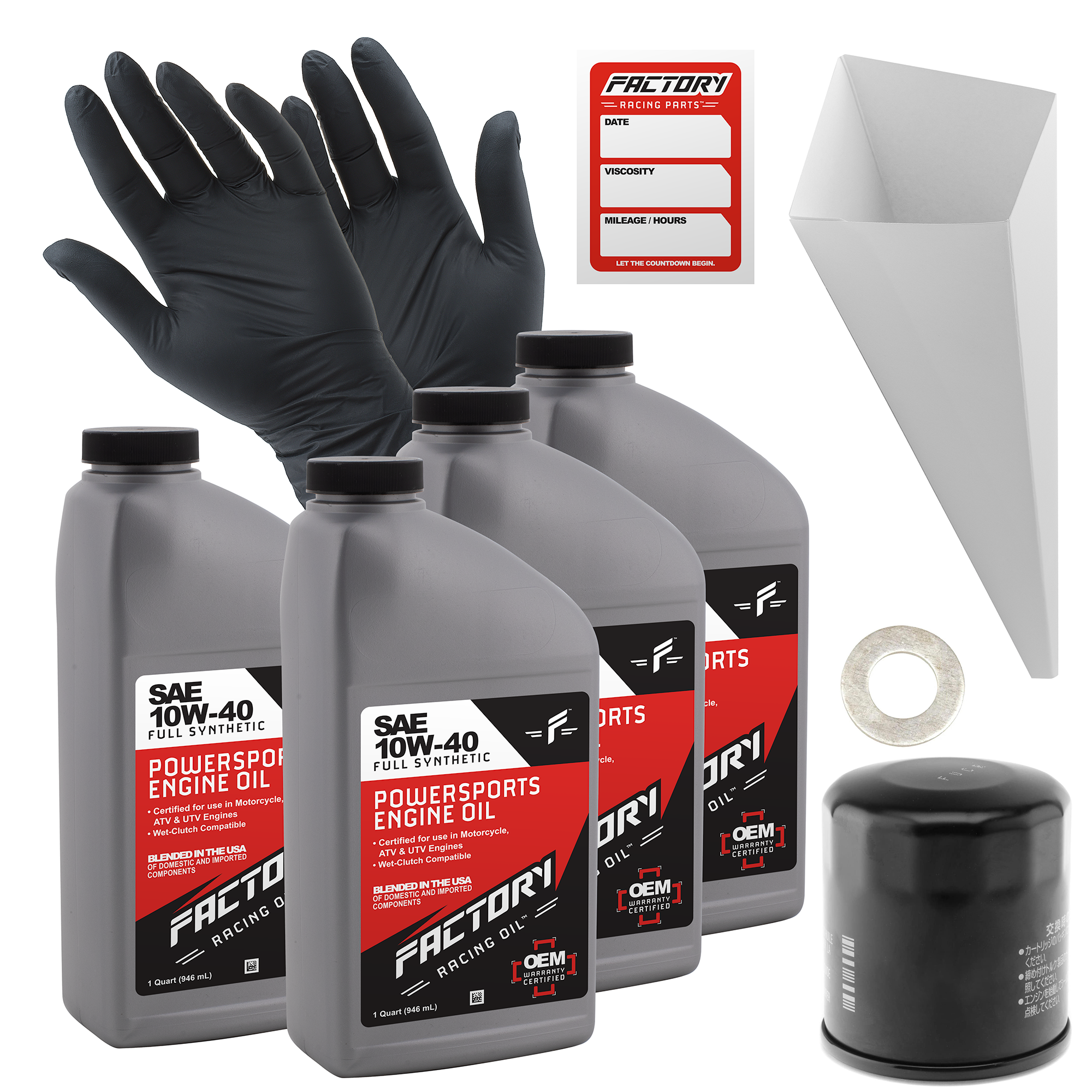 Factory Racing Parts 10W-40 4qt Oil Change Kit fits Kawasaki Ninja